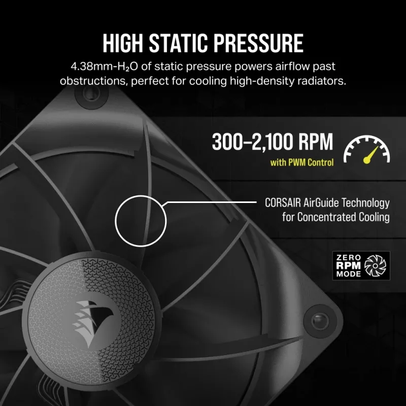 CORSAIR Rx Series iCUE LINK RX120 Kit de ventoinha tripla de 120 mm