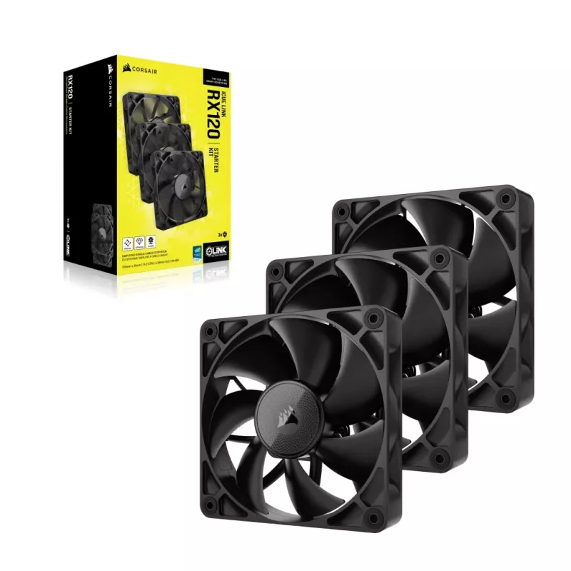 CORSAIR Rx Series iCUE LINK RX120 Kit de ventoinha tripla de 120 mm