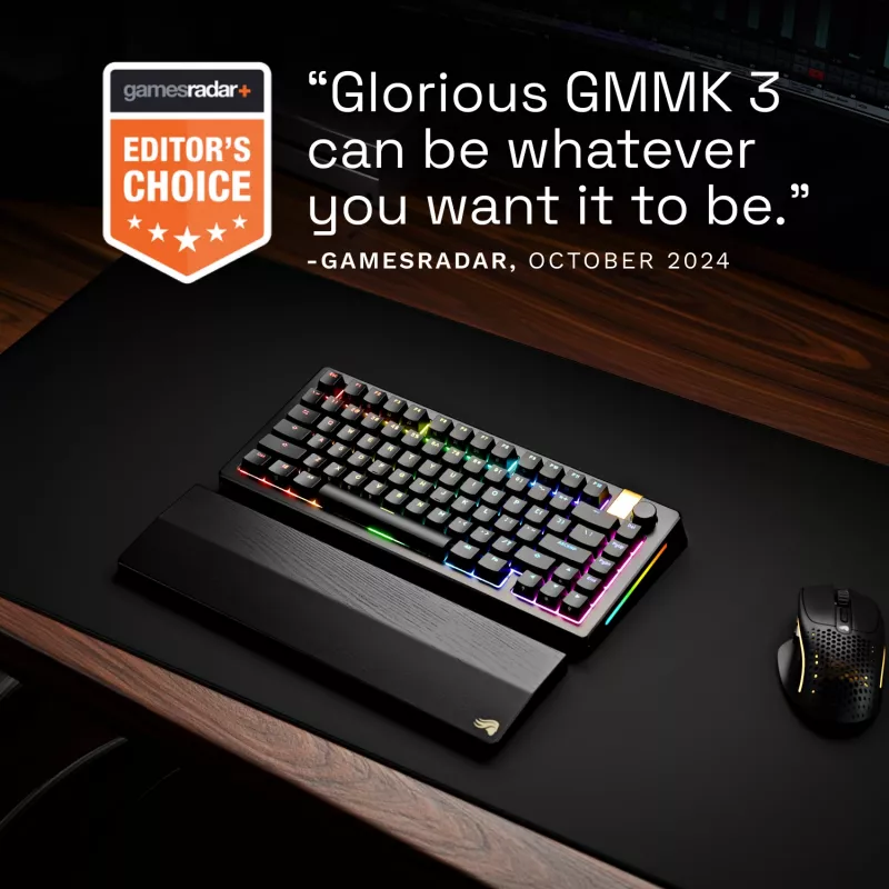 Glorious GMMK 3 Pro HE teclado gaming sem fios 75%, pré-montado, interruptores Fox HE, ANSI US, preto