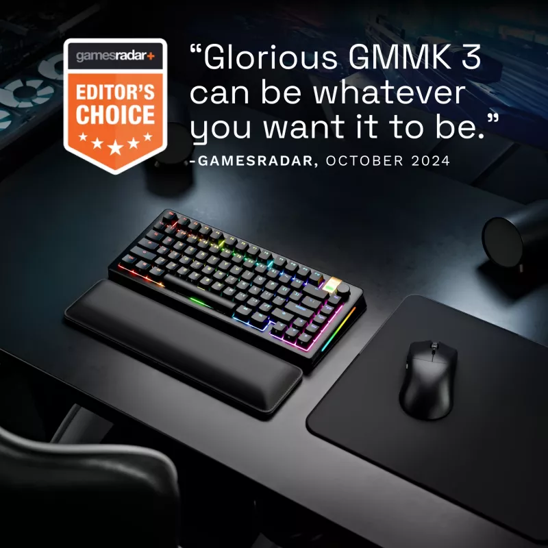 Glorious GMMK 3 Pro HE teclado gaming sem fios 75%, pré-montado, interruptores Fox HE, ANSI US, preto