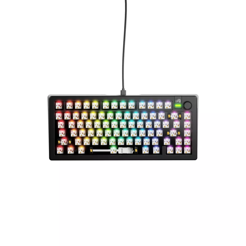 Teclado mecânico GLORIOUS GMMK 3 75% Barebones USB com fio RGB preto