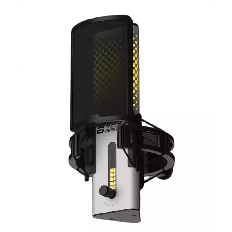 Microfone para PC Endgame Gear XSTRM — USB com fios, sensibilidade -36 dB, 20–20000 Hz, controlos táteis, cabo de 2 m, preto/branco
