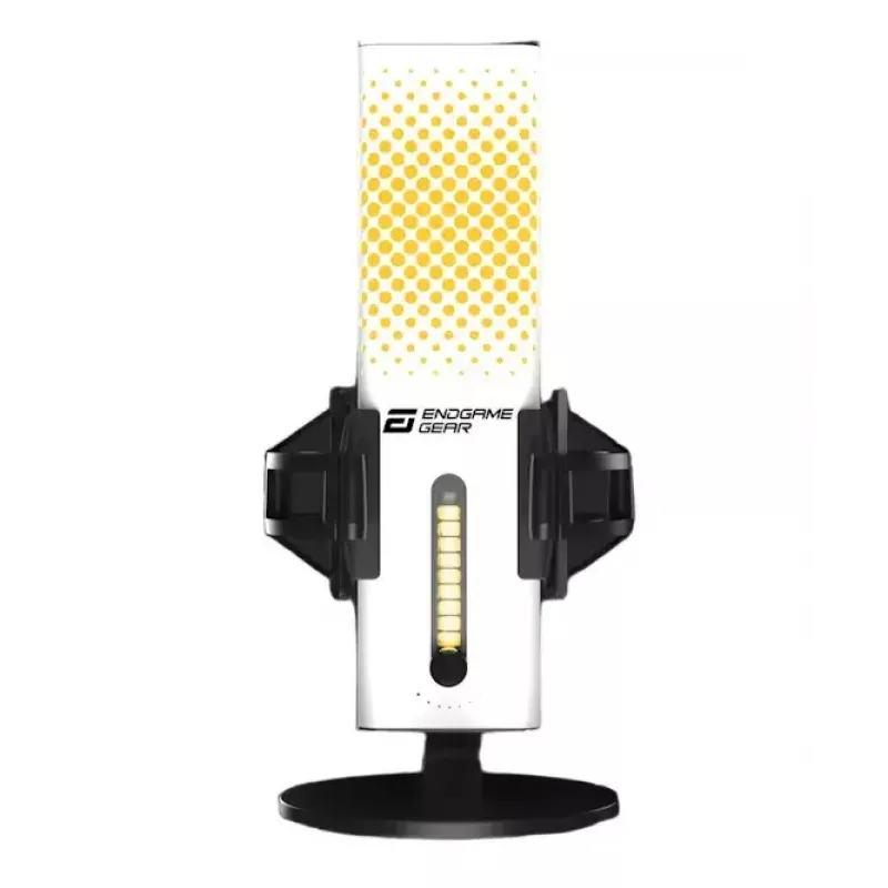 Microfone para PC Endgame Gear XSTRM — USB com fios, sensibilidade -36 dB, 20–20000 Hz, controlos táteis, cabo de 2 m, preto/branco