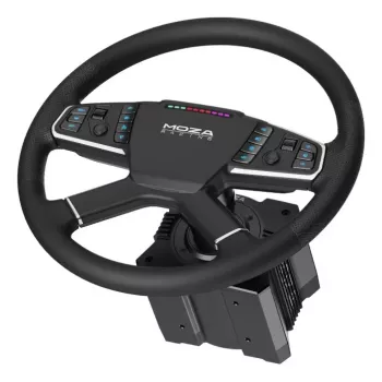 Moza Racing TSW volante, volante, PC, com fios e sem fios, preto, alumínio, pele sintética, polímero, cabo