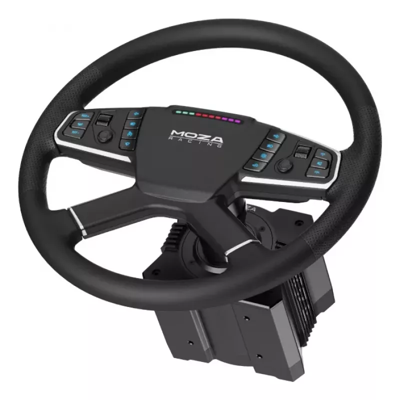 Moza Racing TSW volante, volante, PC, com fios e sem fios, preto, alumínio, pele sintética, polímero, cabo
