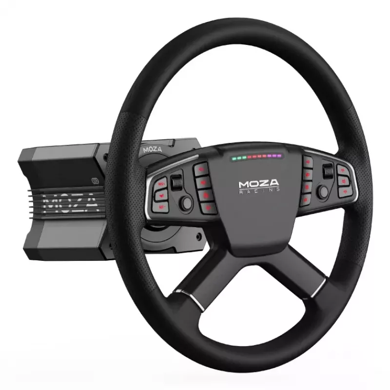 Moza Racing TSW volante, volante, PC, com fios e sem fios, preto, alumínio, pele sintética, polímero, cabo