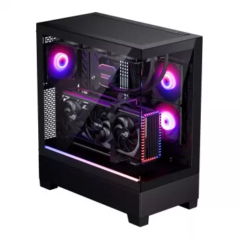 Caixa de PC Phanteks XT View Tower preto — Midi-Tower, vidro temperado, RGB, suporta ATX/EATX/Micro-ATX/Mini-ITX, GPU até 41,5 cm, dissipador de CPU 184 mm