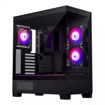 Caixa de PC Phanteks XT View Tower preto — Midi-Tower, vidro temperado, RGB, suporta ATX/EATX/Micro-ATX/Mini-ITX, GPU até 41,5 cm, dissipador de CPU 184 mm