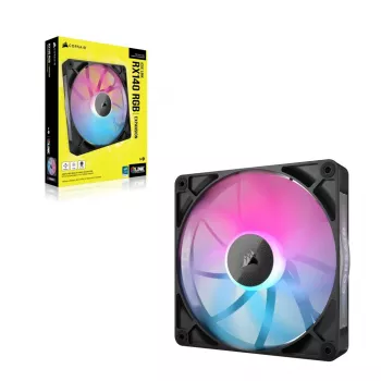 Ventoinha Corsair iCUE LINK RX140 RGB, 14 cm, preto, 300–1700 rpm, rolamento magnético