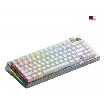 Teclado mecânico GLORIOUS GMMK 3 PRO 75% Prebuilt sem fios, USB + RF + Bluetooth, QWERTY, prateado