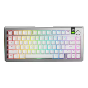 Teclado mecânico GLORIOUS GMMK 3 PRO 75% Prebuilt sem fios, USB + RF + Bluetooth, QWERTY, prateado