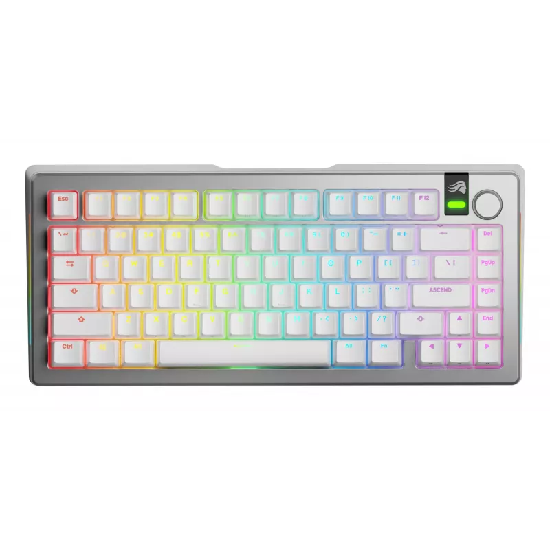 Glorious GMMK 3 Pro 75 % teclado gaming sem fios, Pre-Built, switches Fox, US ANSI, prateado