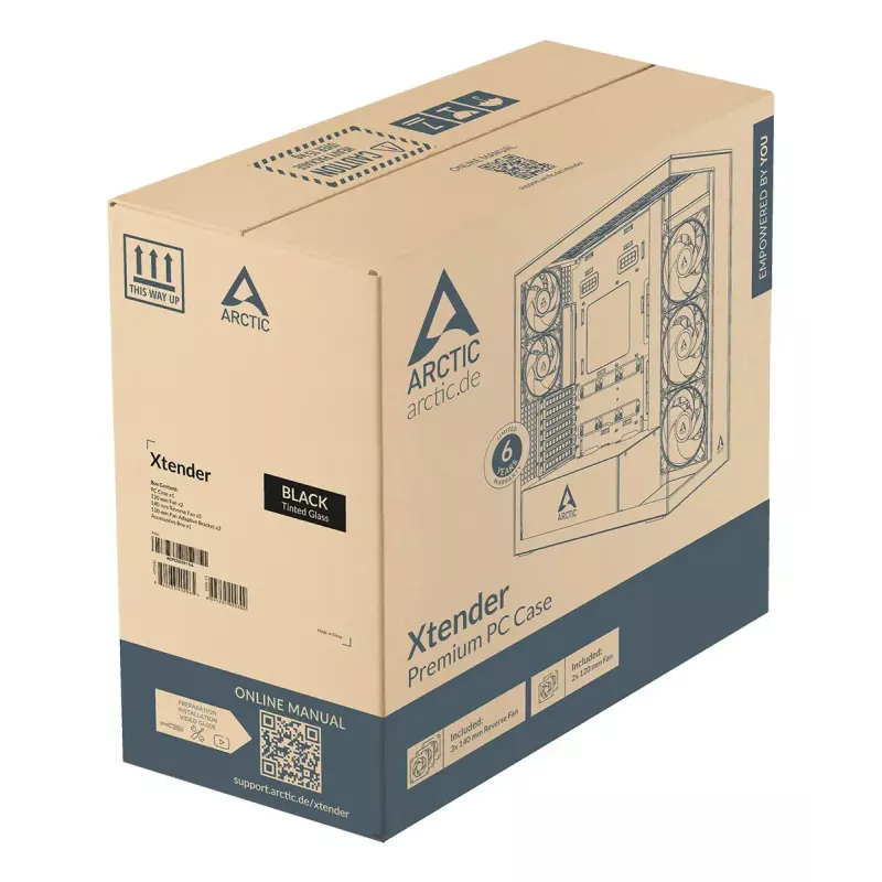Caixa de PC ARCTIC Xtender VG (preto) Premium E-ATX com montagem vertical de GPU