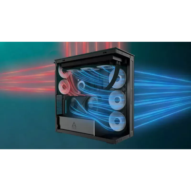 Caixa de PC ARCTIC Xtender VG (preto) Premium E-ATX com montagem vertical de GPU