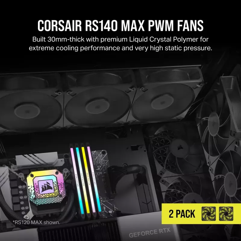 Ventoinha Corsair RS140 MAX Ventoinha para caixa de computador 14 cm preto 2 unid.