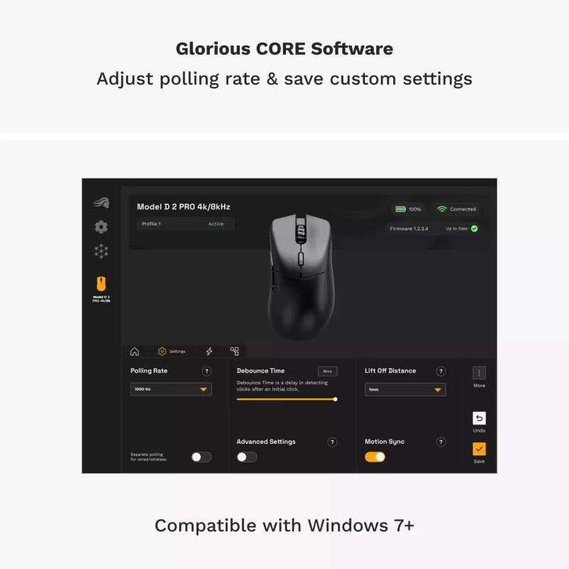 Glorious Gaming Glorious Model D 2 PRO Wireless - 1K Polling - preto