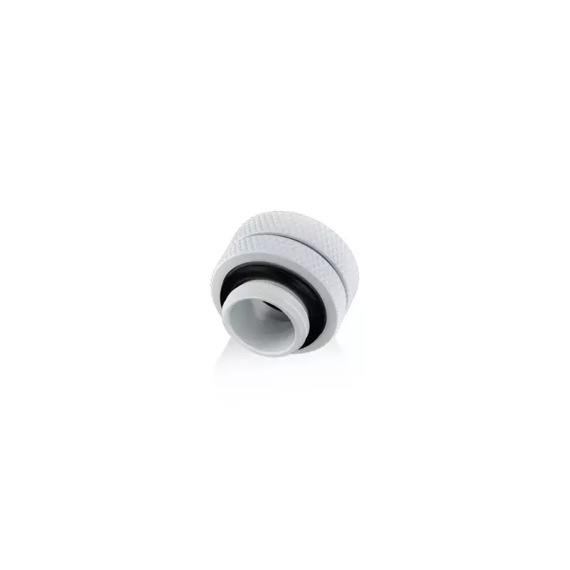 Fitting BitsPower BP-DWEML em latão para refrigeração líquida, acabamento branco, rosca de 1/4 de polegada