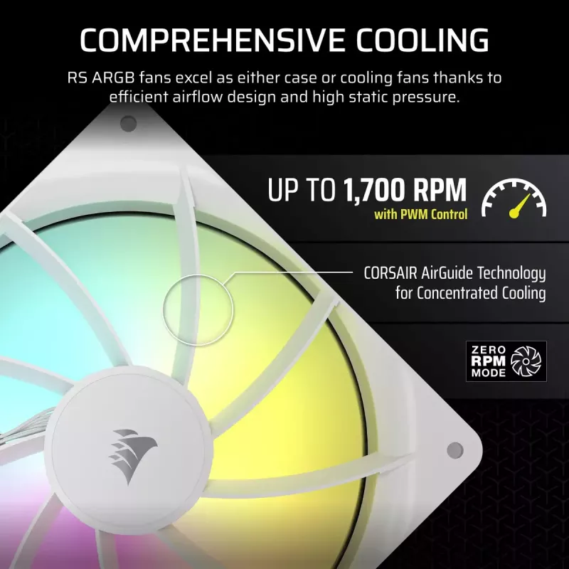 Corsair RS140 ARGB Dual Pack ventoinhas de caixa, 140 mm, brancas, CO-9050187-WW