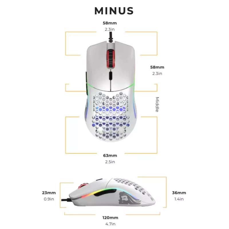 Rato Glorious Gaming Glorious Model O- Regular (branco), destro, ótico, USB Type-A, 3200 DPI, branco