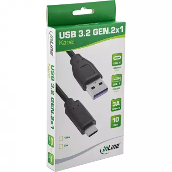 Cabo InLine USB 3.2 Gen.1x2, ficha USB-C / ficha USB-A, preto, 2m
