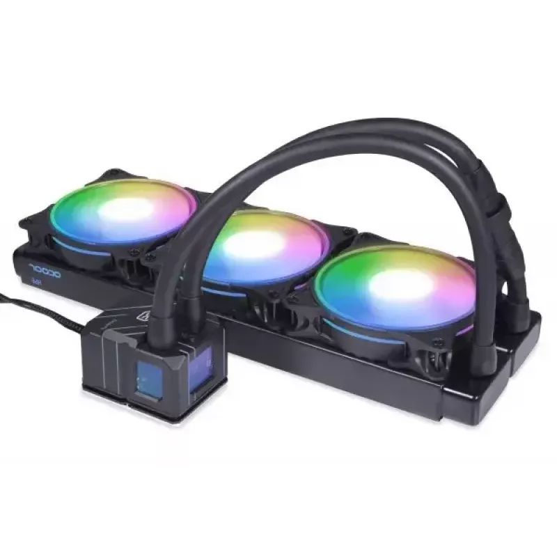 Refrigerador líquido all-in-one Alphacool 13074 — ventoinha de 120 mm, 3 ventoinhas, 2500 rpm, tubos de 40 cm, radiador de cobre, Multi-LED, preto