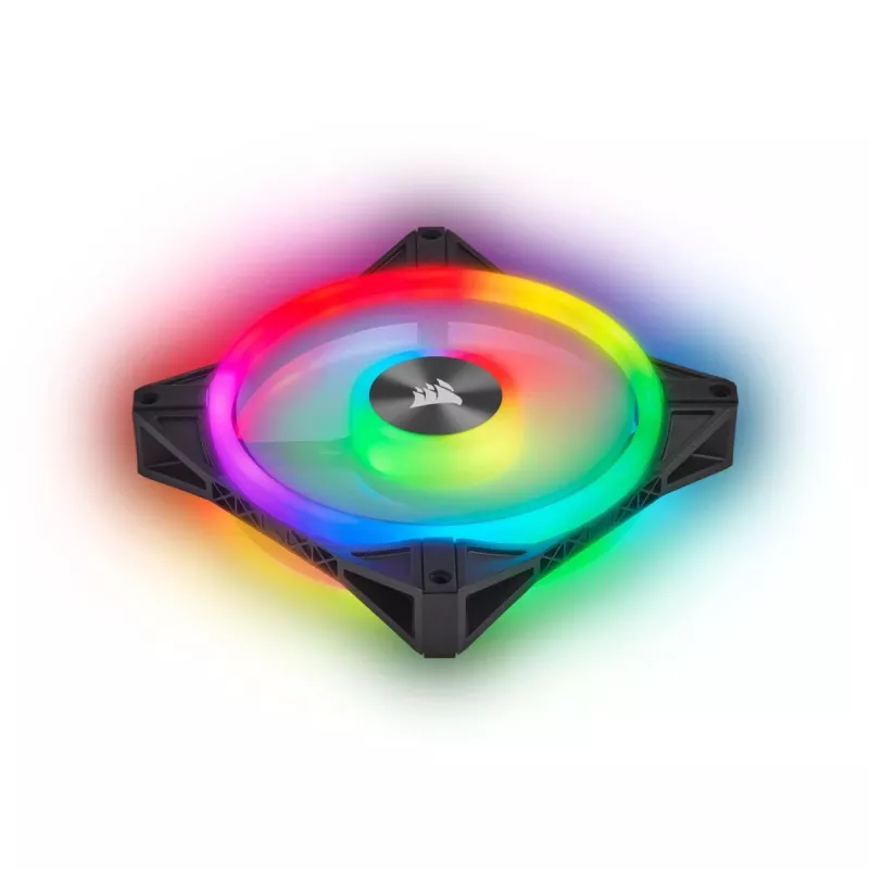 Kit de duas ventoinhas CORSAIR iCUE QL140 RGB 140mm PWM com Lighting Node Core