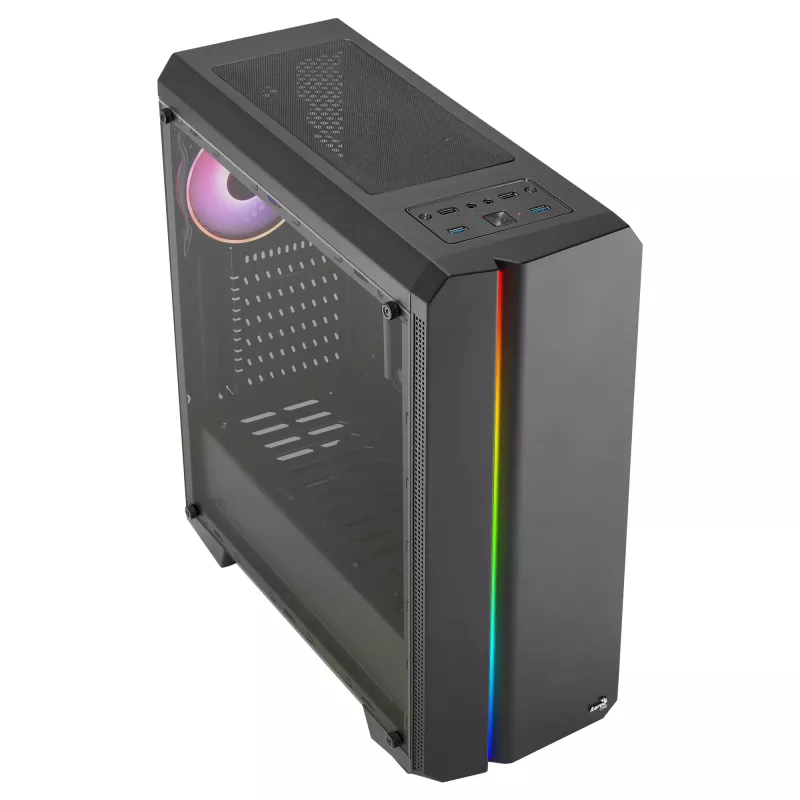 Caixa PC ATX Aerocool GENESISV2BK, painel frontal LED ventoinha ARGB 12 cm, preto