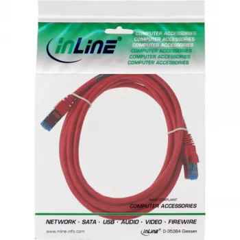 Cabo de rede InLine S/FTP PiMF Cat.6A sem halogéneos 500MHz vermelho 5m