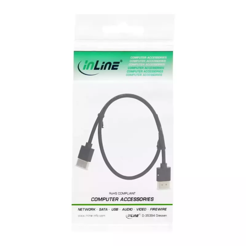 Cabo HDMI High Speed com Ethernet InLine, AM/AM, extraplano, preto/dourado, 1,8 m