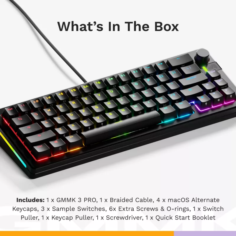 Teclado mecânico GLORIOUS GMMK 3 PRO 65% Prebuilt, com fio USB, QWERTY, RGB, Preto