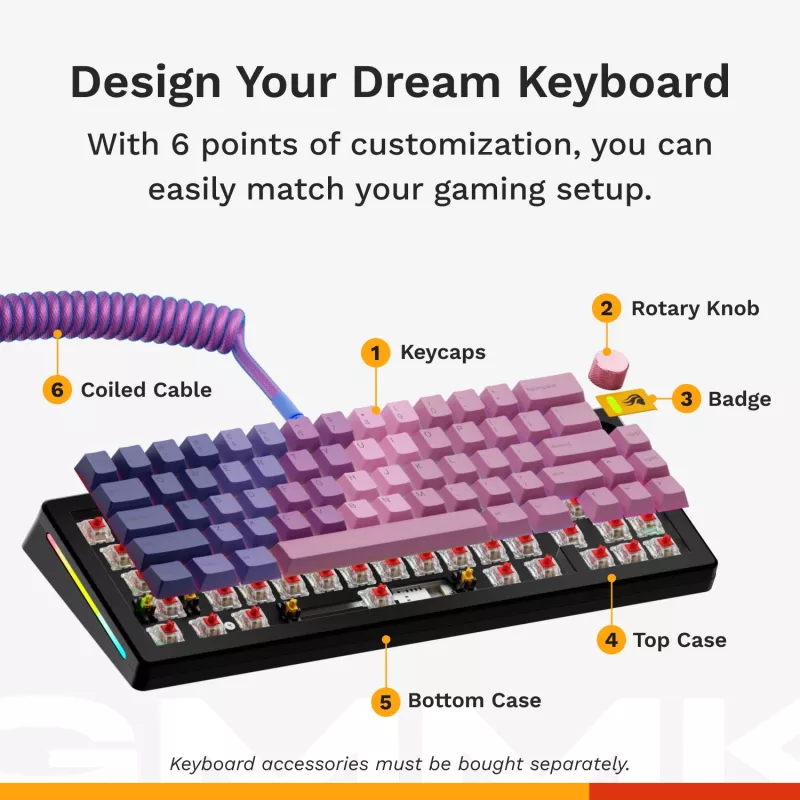 Teclado mecânico GLORIOUS GMMK 3 PRO 65% Prebuilt, com fio USB, QWERTY, RGB, Preto