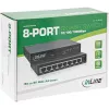 Switch de rede InLine 8 portas, 1 Gbit/s, Desktop, Metal, sem ventoinha, portas blindadas