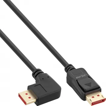 Cabo DisplayPort 1.4 InLine, 8K4K, angular, preto/dourado, 3m