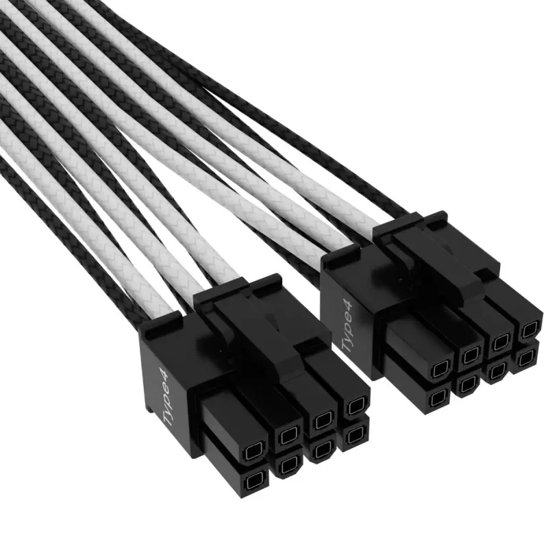 Cabo CORSAIR Premium Individually Sleeved 12+4pin Pci-e Gen 5 12vhpwr 600w Type 4 preto/branco