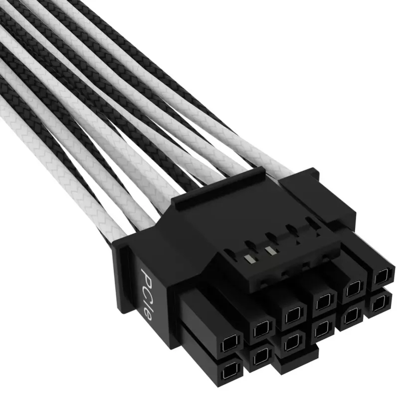Cabo CORSAIR Premium Individually Sleeved 12+4pin Pci-e Gen 5 12vhpwr 600w Type 4 preto/branco