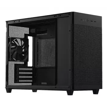 Caixa de PC ASUS Prime AP201 MicroATX Mini Tower preta — suporta microATX, GPU máx. 338 mm, altura do dissipador da CPU 170 mm, 3x baías de 3,5 polegadas, USB-A 2x, USB-C 1x