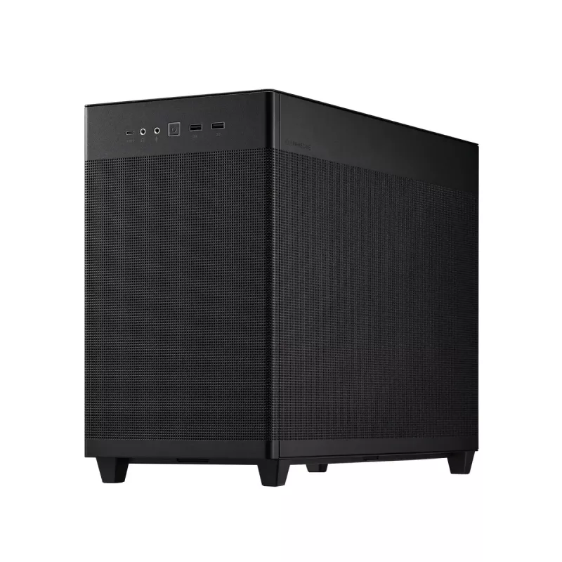 Caixa de PC ASUS Prime AP201 MicroATX Mini Tower preta — suporta microATX, GPU máx. 338 mm, altura do dissipador da CPU 170 mm, 3x baías de 3,5 polegadas, USB-A 2x, USB-C 1x