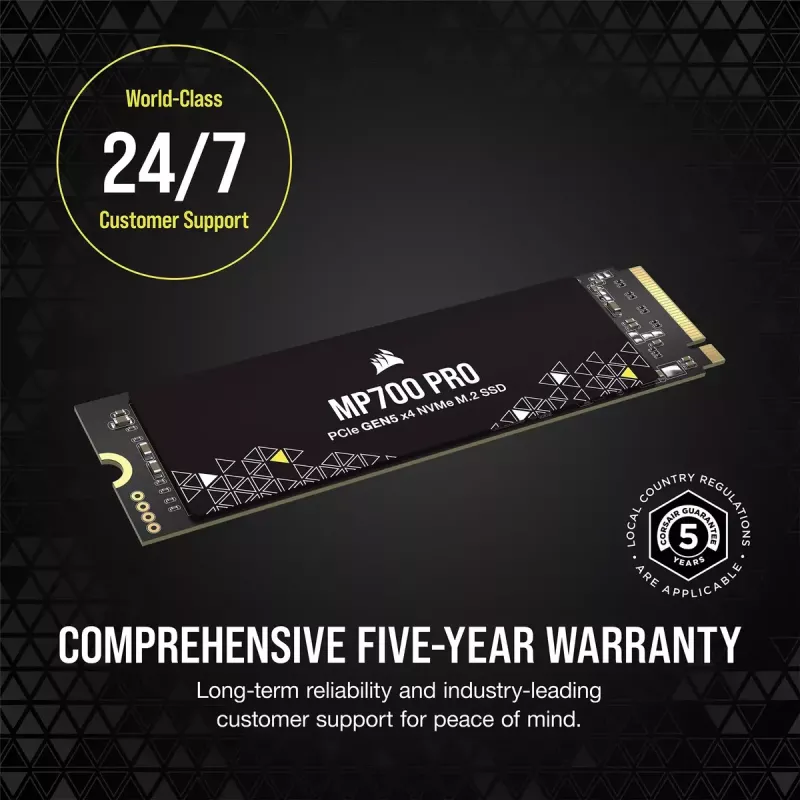 SSD Corsair MP700 PRO M.2 4 TB PCIe 5.0 NVMe 12400 MB/s leitura 11800 MB/s escrita