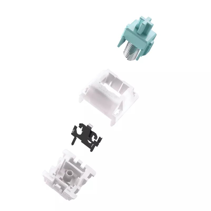 Interruptores de teclado GLORIOUS Lynx Linear Mechanical Switches — 36 unid., policarbonato, ciano translúcido