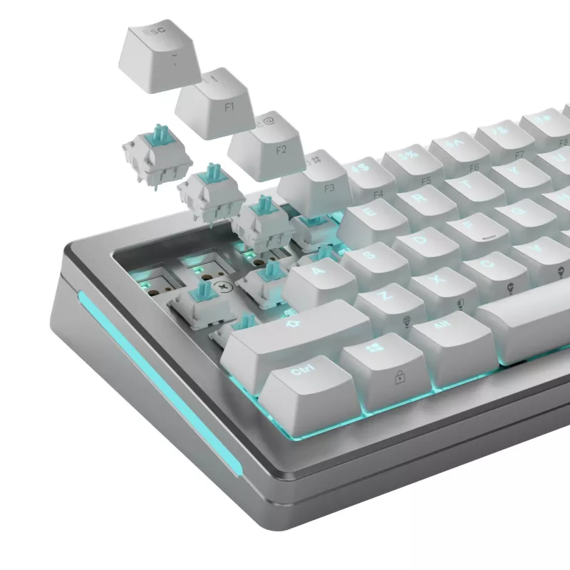 Interruptores de teclado GLORIOUS Lynx Linear Mechanical Switches — 36 unid., policarbonato, ciano translúcido