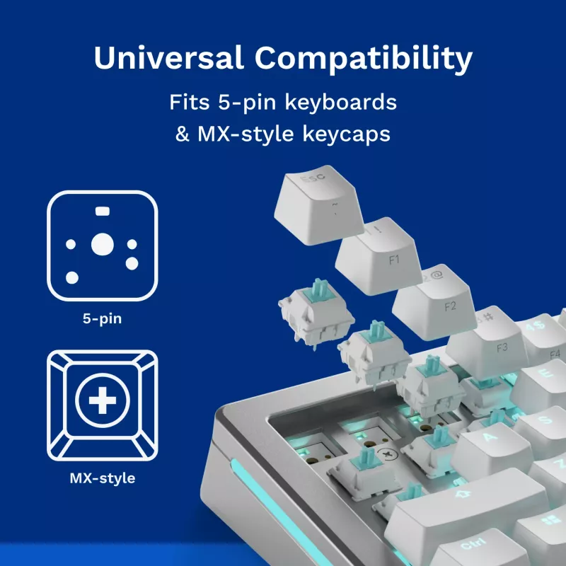 Interruptores de teclado GLORIOUS Lynx Linear Mechanical Switches — 36 unid., policarbonato, ciano translúcido