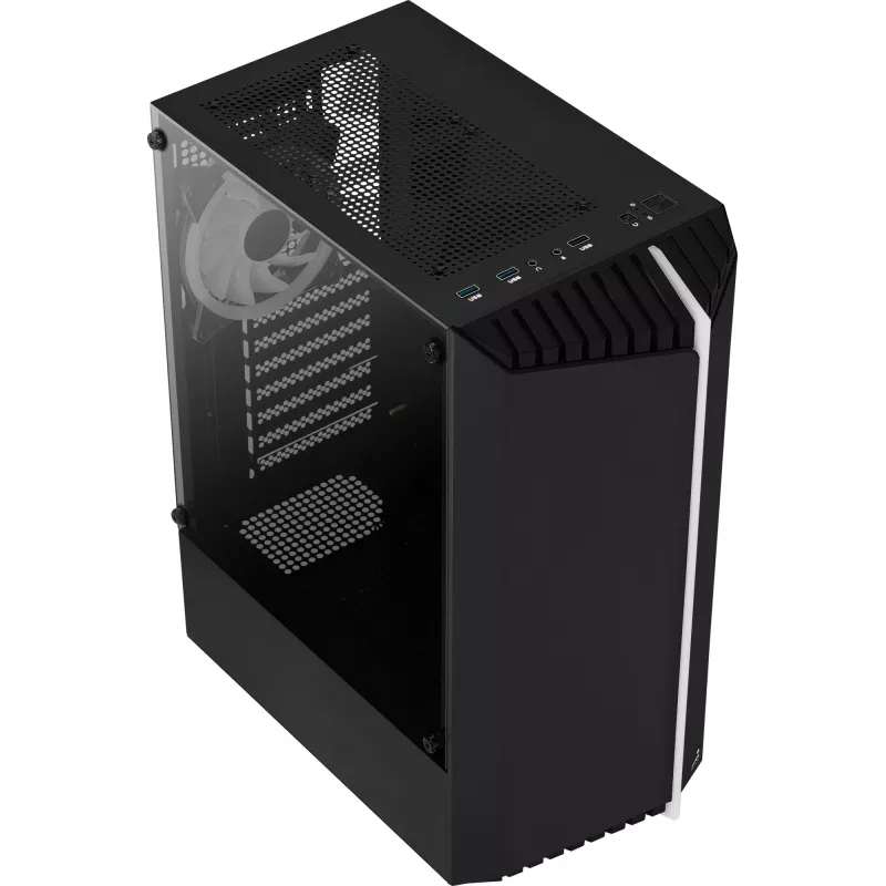 Aerocool Bionic V2 (PGS Bionic-G-BK-v2) caixa de PC Midi Tower, ATX, RGB, vidro temperado, preta