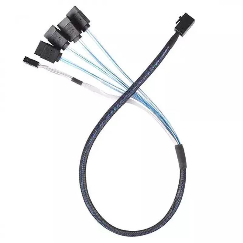 SilverStone SST-CPS05 cabo Mini-SAS HD (SFF-8643) para SATA de 7 pinos com sideband, 4 vias, SAS 12 Gbit/s, 0,5 m, preto