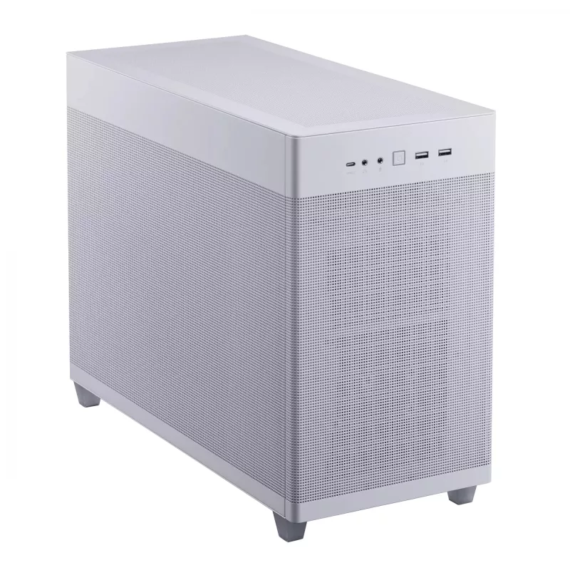 Caixa de PC ASUS Prime AP201 MicroATX Mini Tower branco — suporta microATX, GPU até 338 mm, 3×3,5 polegadas + 1×2,5 polegadas unidades, USB-A 3.2 Gen1×2, USB-C 3.2 Gen2×1