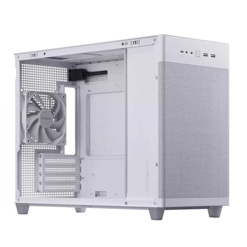 Caixa de PC ASUS Prime AP201 MicroATX Mini Tower branco — suporta microATX, GPU até 338 mm, 3×3,5 polegadas + 1×2,5 polegadas unidades, USB-A 3.2 Gen1×2, USB-C 3.2 Gen2×1