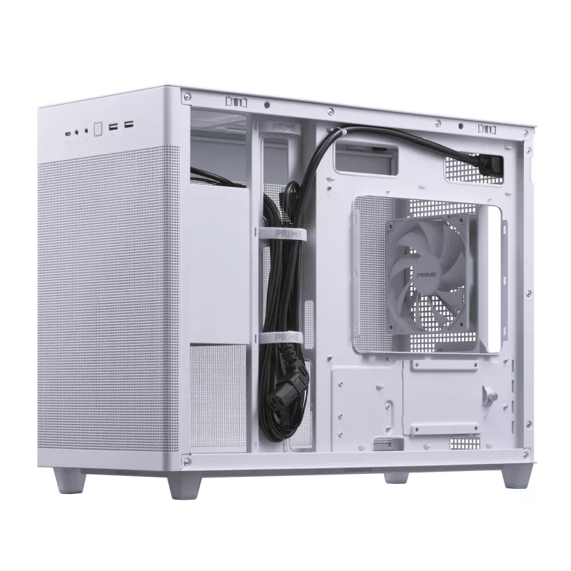 Caixa de PC ASUS Prime AP201 MicroATX Mini Tower branco — suporta microATX, GPU até 338 mm, 3×3,5 polegadas + 1×2,5 polegadas unidades, USB-A 3.2 Gen1×2, USB-C 3.2 Gen2×1