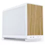 Caixa de PC Lian Li A3-mATX Micro Tower branca com detalhes em madeira — suporte para Micro-ATX/Mini-ITX, fontes de alimentação ATX/SFX/SFX‑L