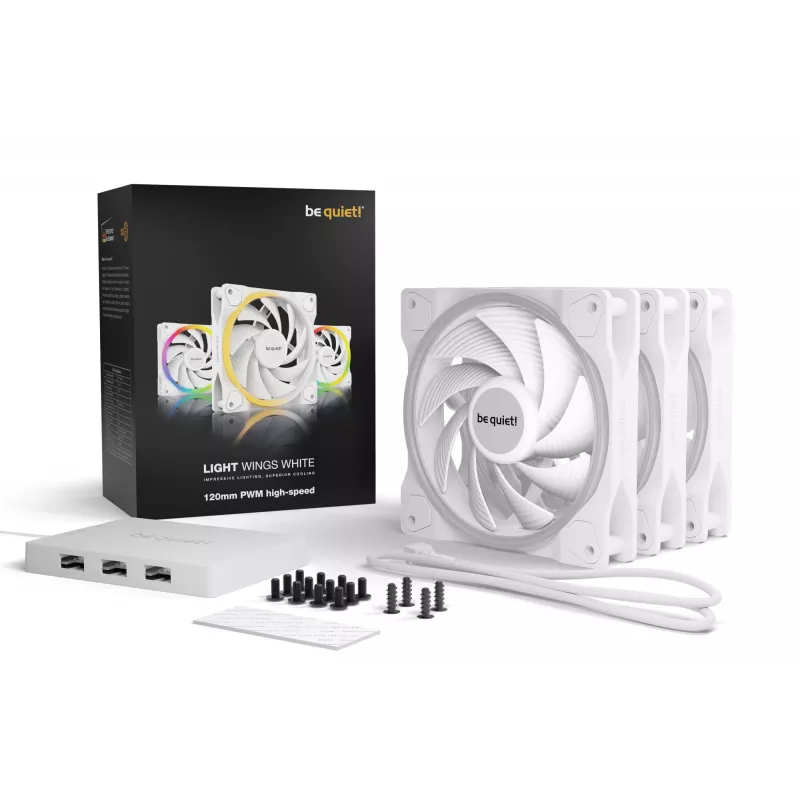 be quiet Light Wings White | 120mm PWM-High-Speed Triple-Pack ventoinha para caixa de computador 12 cm 3 unidades