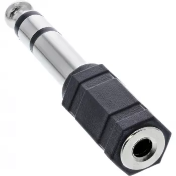 Adaptador de áudio InLine 6,3 mm macho / 3,5 mm fêmea estéreo, conector fêmea jack 3,5 mm, 3,5 mm F, preto