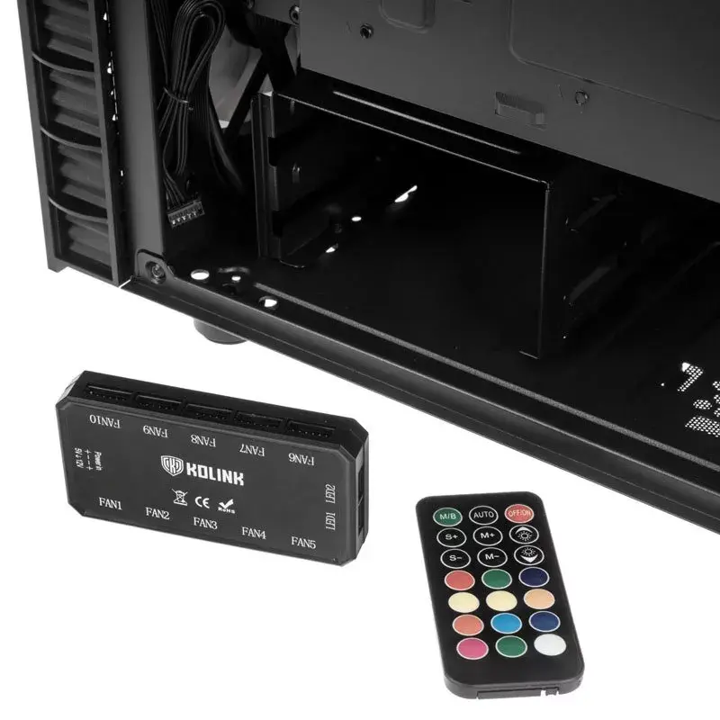 Caixa de PC Midi Tower Kolink Observatory Lite — preto, vidro temperado, ATX/Micro-ITX, 3x120mm frente, 1x120mm traseira, 190×400×440 mm
